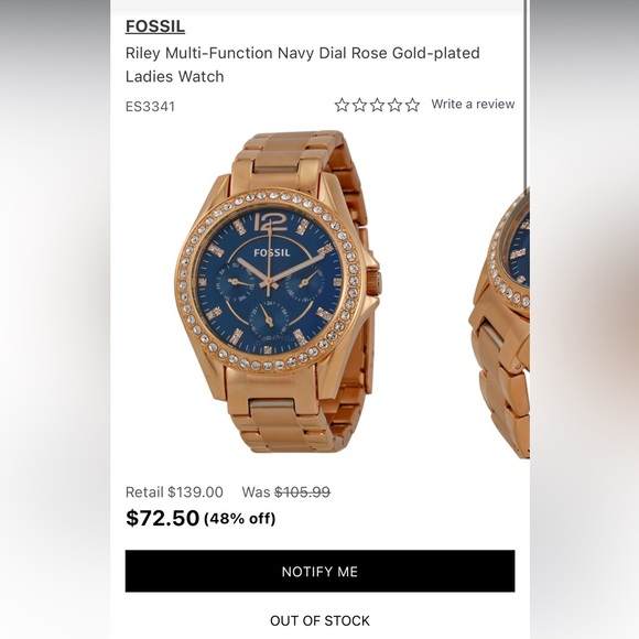 Fossil Riley Multi-Function Navy Dial Rose Gold-plated Ladies Watch - Picture 7 of 7